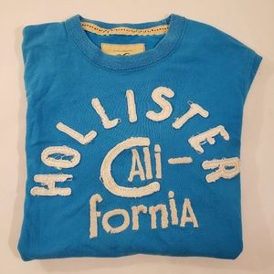 Hollister Womens T Shirt Size Large Blue w/ White